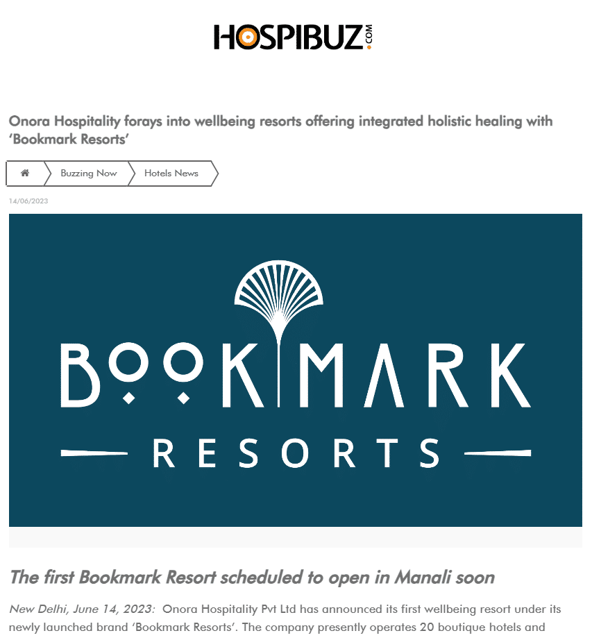 Hospibuz | Bookmark Resorts is now open in Manali