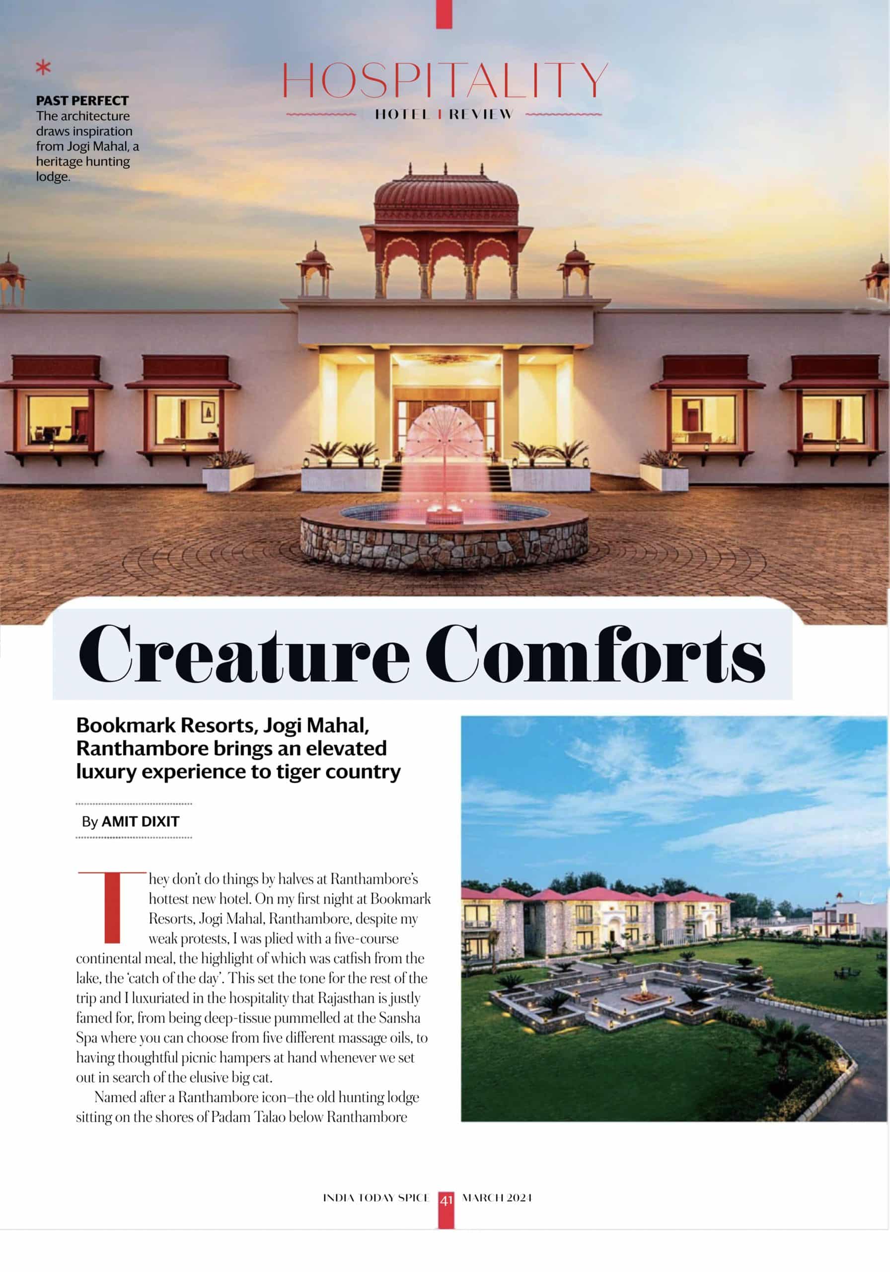 India today featured Bookmark Resorts Jogi Mahal Ranthambore as the best resort in Ranthambore