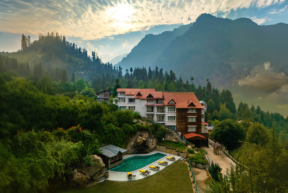 Bookmark Resorts, Manali Exterior view of Bookmark Resorts, Manali, nestled in the lush mountains with scenic surroundings