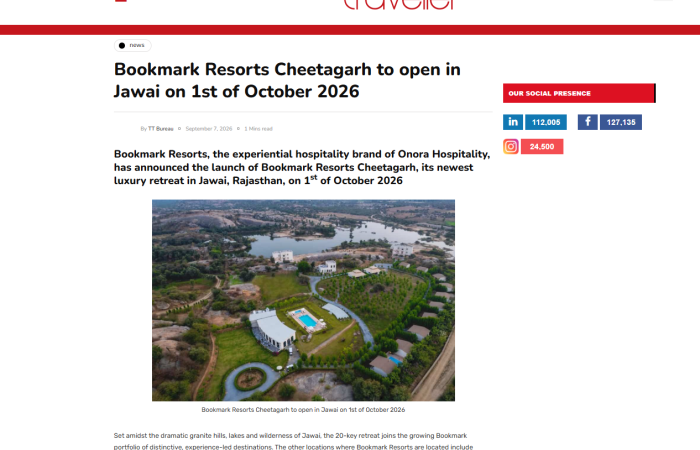 Today’s Traveller, featured Bookmark Resorts, Cheetahgarh, Jawai as a New Luxury Wilderness Retreat in Rajasthan Today’s Traveller, featured Bookmark Resorts, Cheetahgarh, Jawai as a New Luxury Wilderness Retreat in Rajasthan