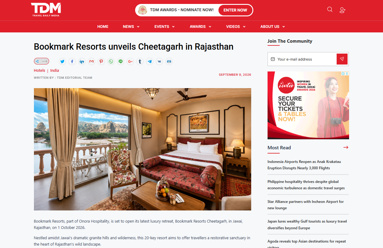 Travel Daily Media, featured Bookmark Resorts, Cheetahgarh, Jawai as a New Luxury Retreat in Rajasthan Travel Daily Media, featured Bookmark Resorts, Cheetahgarh, Jawai as a New Luxury Retreat in Rajasthan