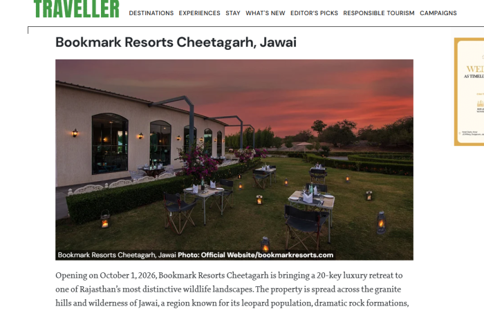 Bookmark Resorts Cheetahgarh, Jawai Featured in Outlook Traveller’s Top Luxury Hotels Opening in India in 2026