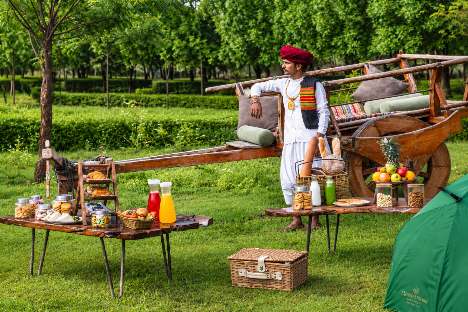 Garden Picnic with vintage cart – 1500×1000